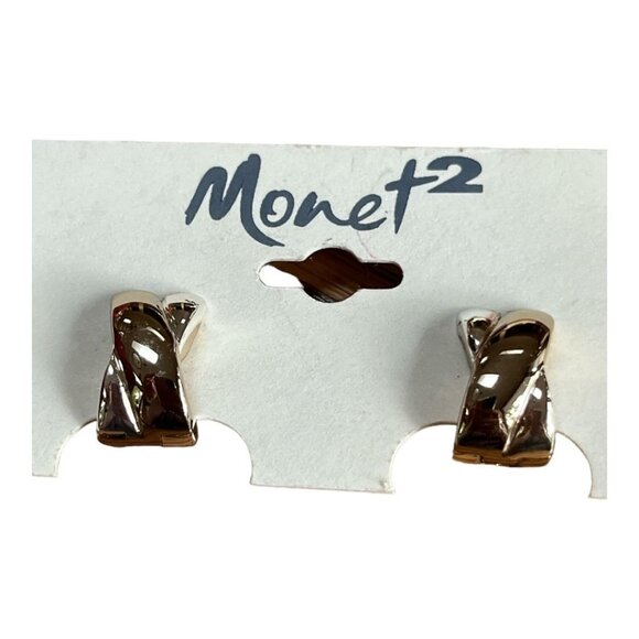 Vintage Monet 2 magnetic Earrings silver/gold - Picture 1 of 3